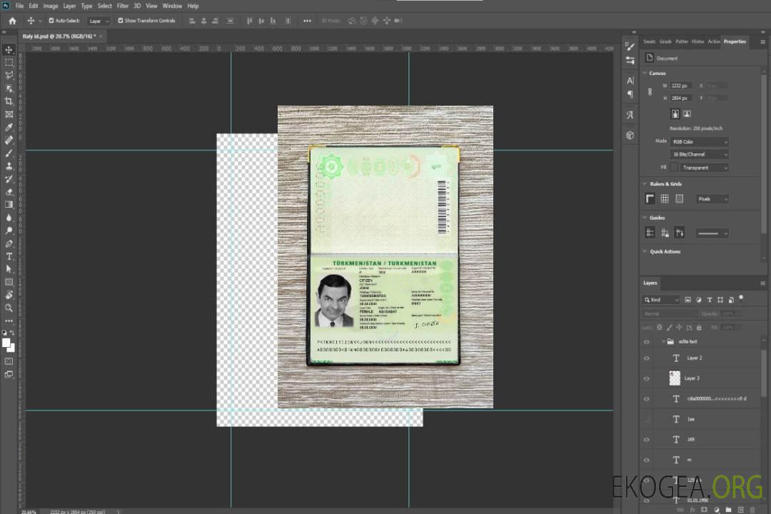 Aperçu photo du passeport du Turkménistan (2018-présent) template